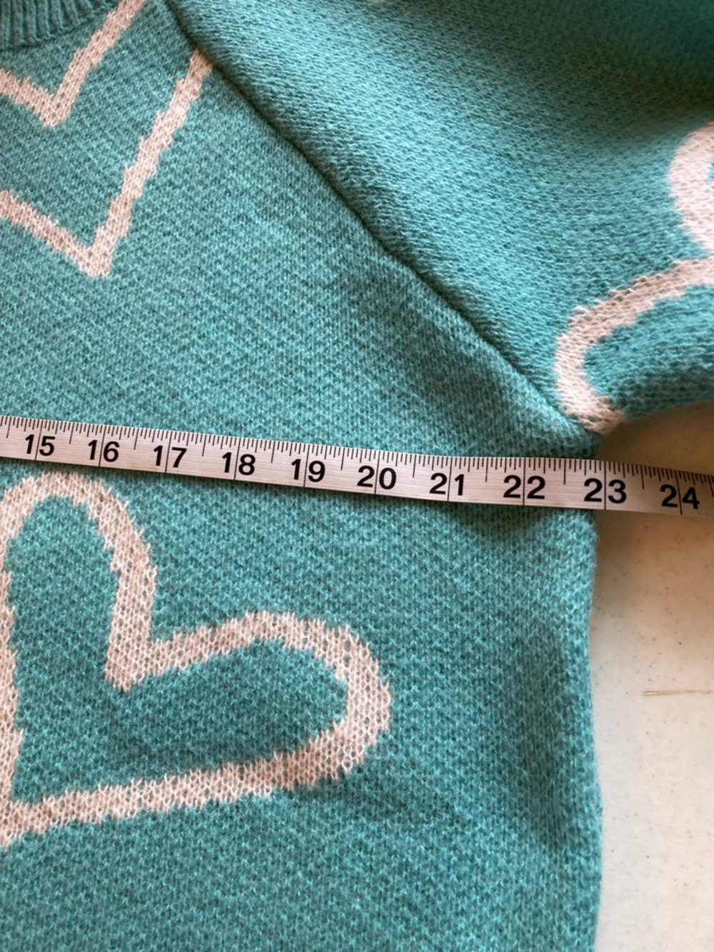 easel NWT Seafoam Crewneck Sweater with White Heart - Picture 8 of 9